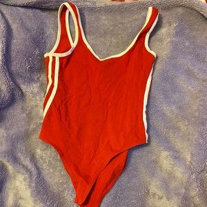 Red and white bodysuit